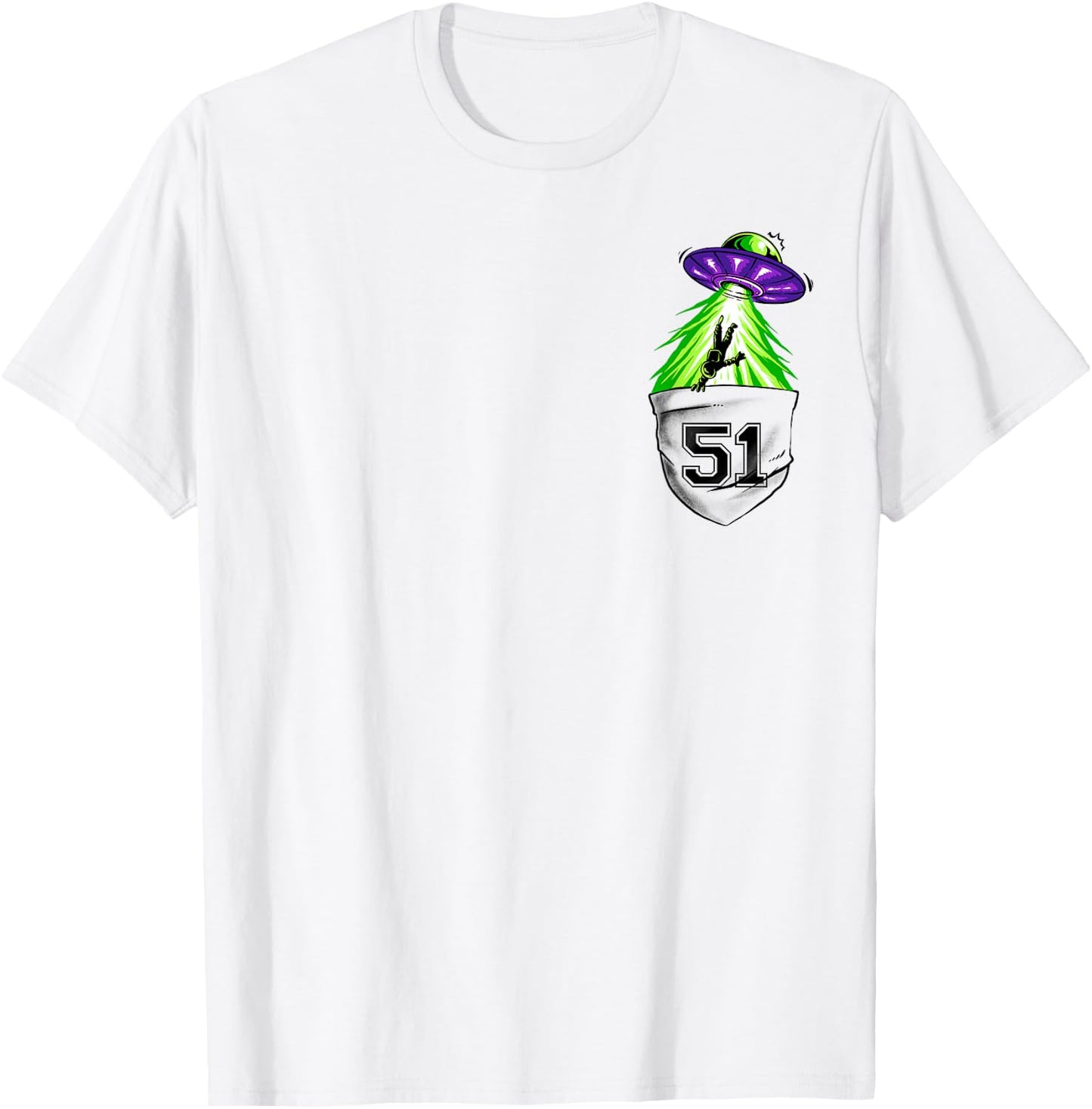 Alien Ship In Pocket Funny UFO Abduction T-Shirt - T-Shirt | White