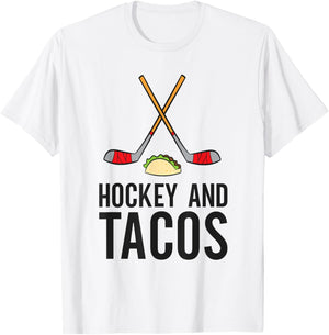 Hockey And Tacos Love Ice Hockeys T-Shirt - T-Shirt | White
