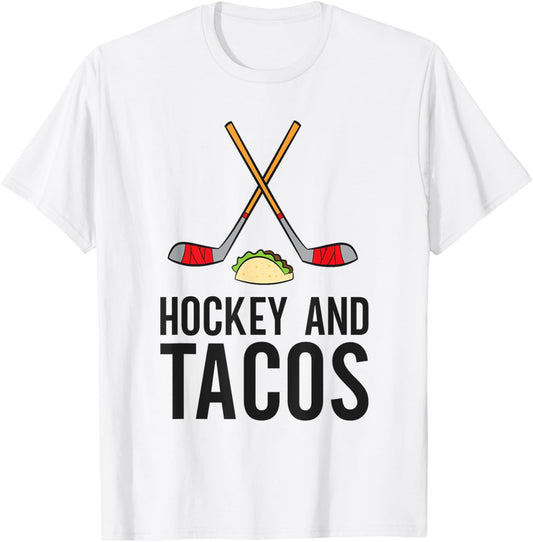 Hockey And Tacos Love Ice Hockeys T-Shirt - T-Shirt | White