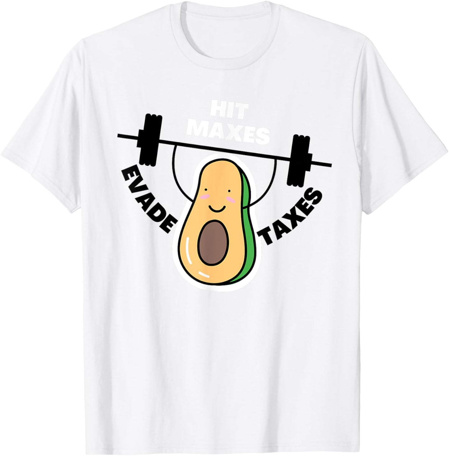 Funny Gym Weightlifting Hit Maxes Evade Taxes Workout T-Shirt - T-Shirt | White