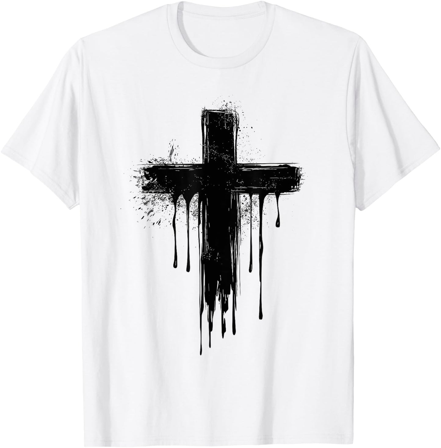 Christian Dripping Cross T-Shirt - T-Shirt | White