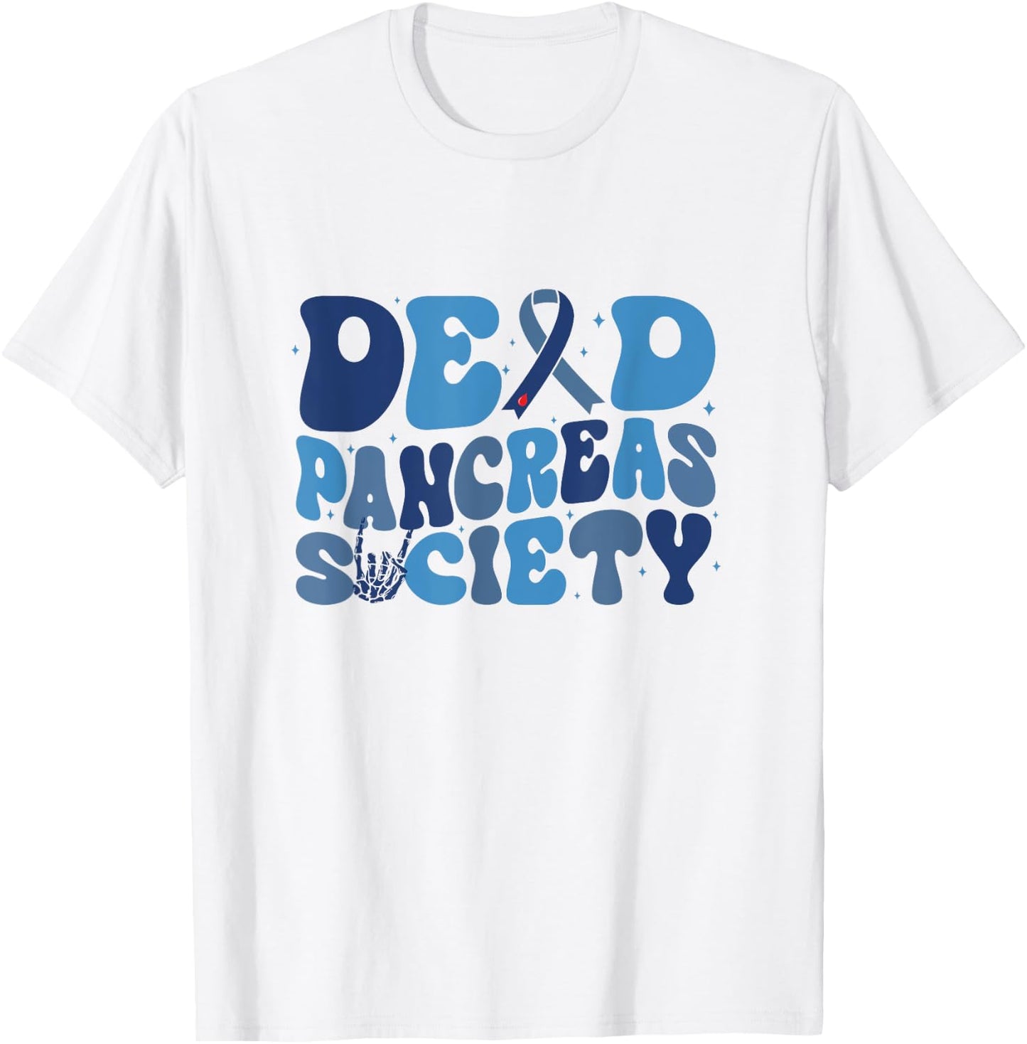 Retro Dead Pancreas Society Funny T1D Diabetes Awareness T-Shirt - T-Shirt | White