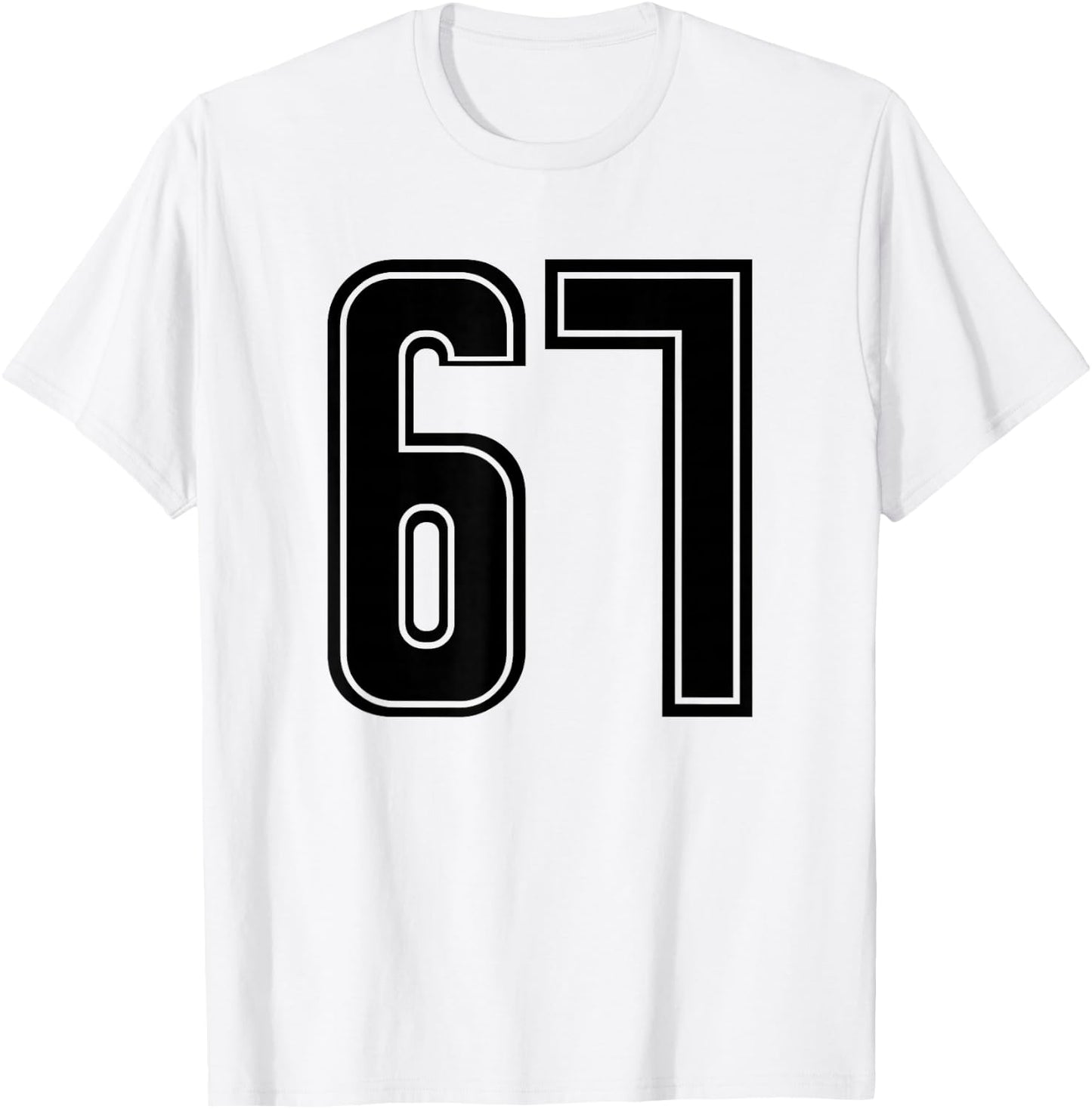 Black Sports Team Number 67 T-Shirt - T-Shirt | White