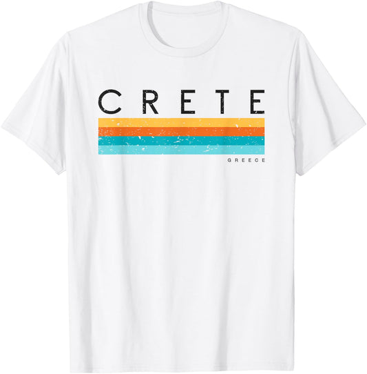 Vintage Crete Greece Retro Design T-Shirt - T-Shirt | White
