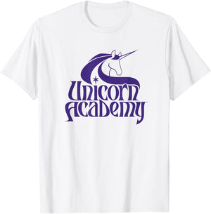 Unicorn Academy Silhouettes Graphic Front and Back Print T-Shirt - T-Shirt | White