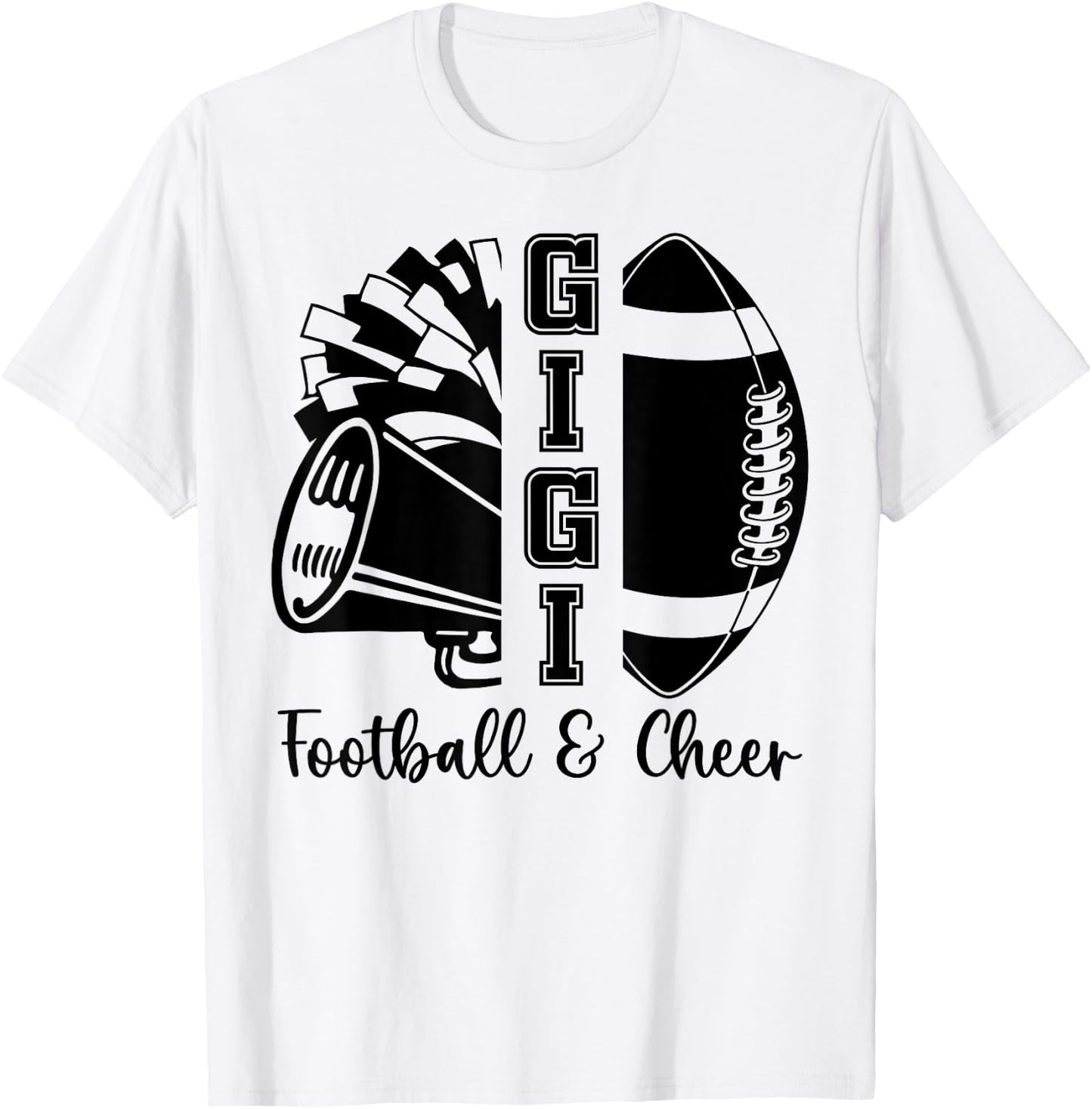 Football Cheer Gigi Grandma High School Cheerleader Pom Pom T-Shirt - T-Shirt | White