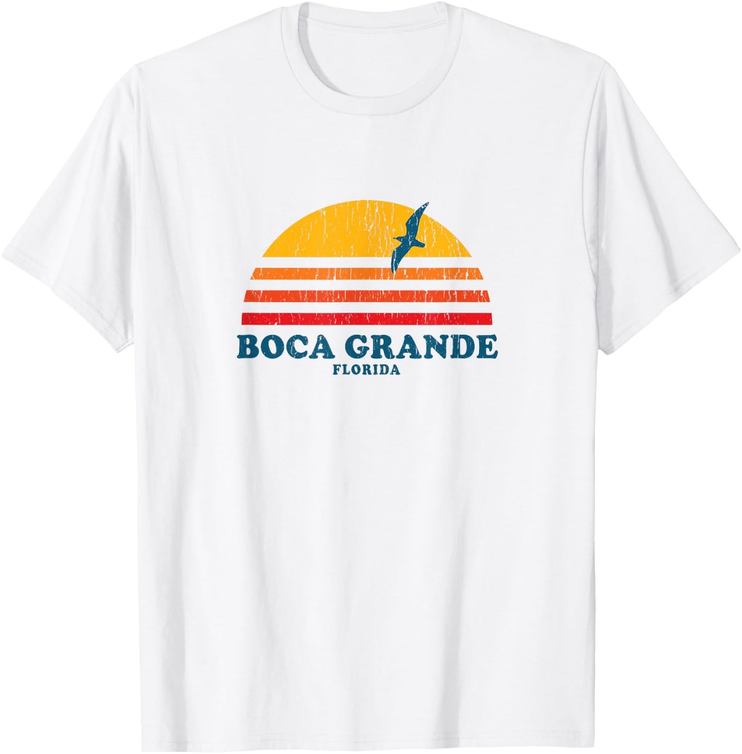 Boca Grande Florida FL Vintage Graphic 70s T-Shirt - T-Shirt | White