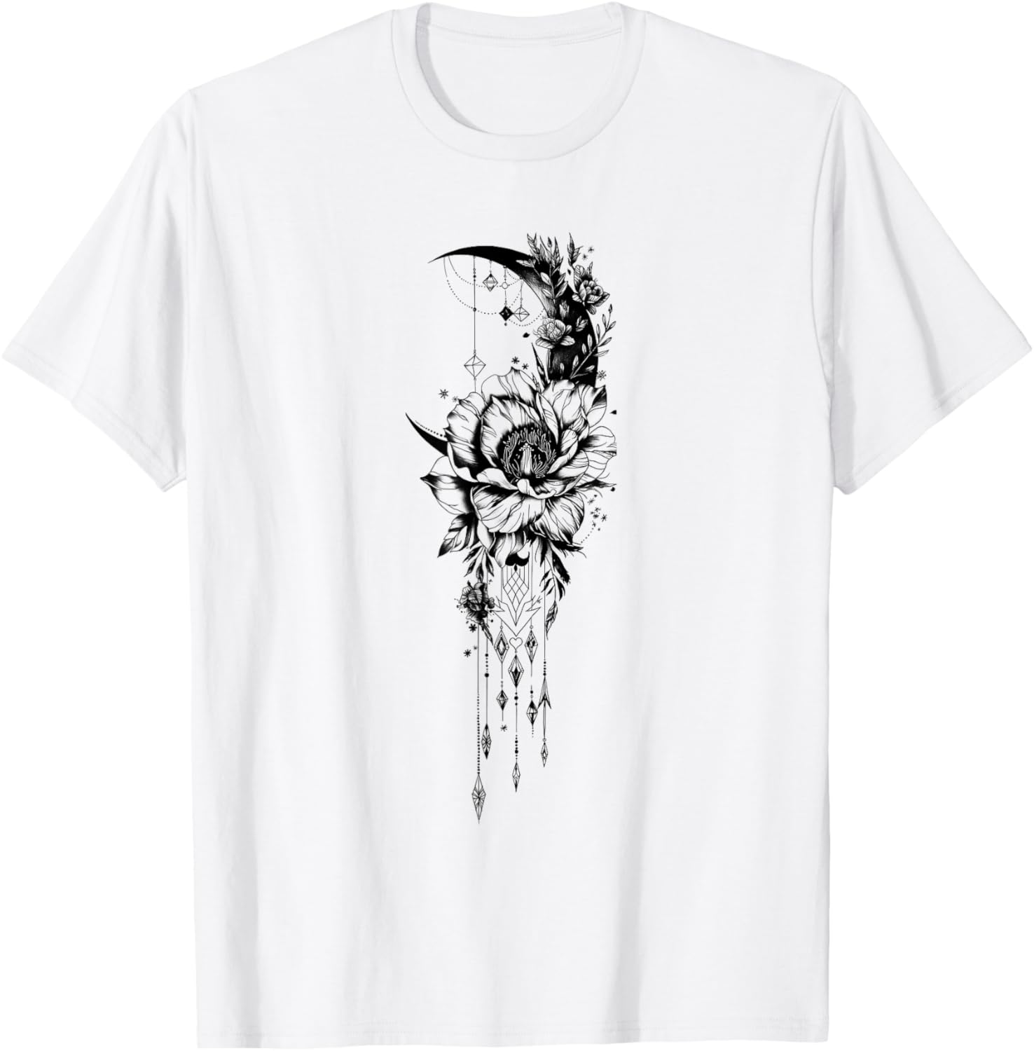 Celestial and Mystical Moon Goth T-Shirt - T-Shirt | White