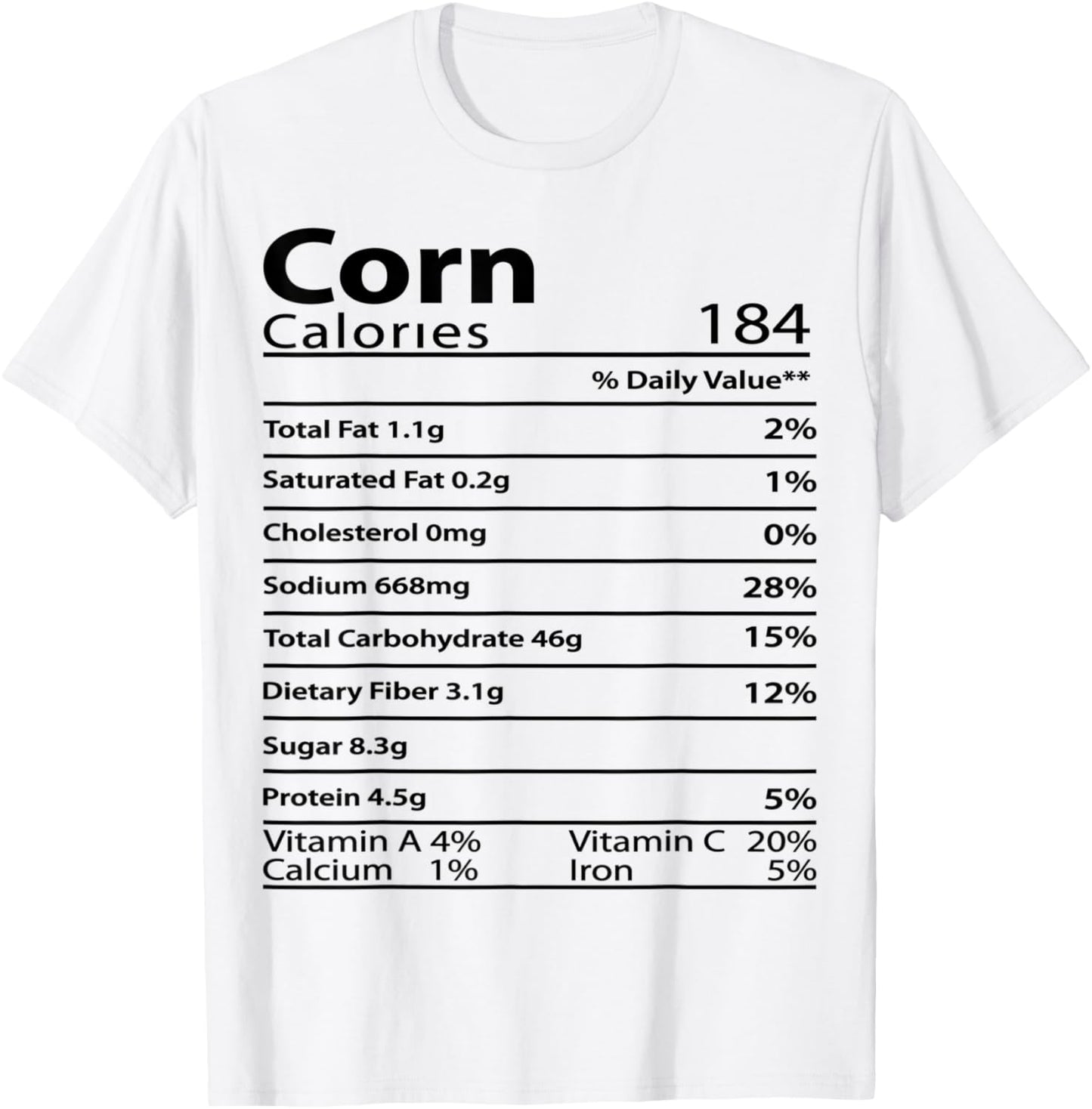 Corn Thanksgiving Nutrition Ingredients Nutritional Table T-Shirt - T-Shirt | White