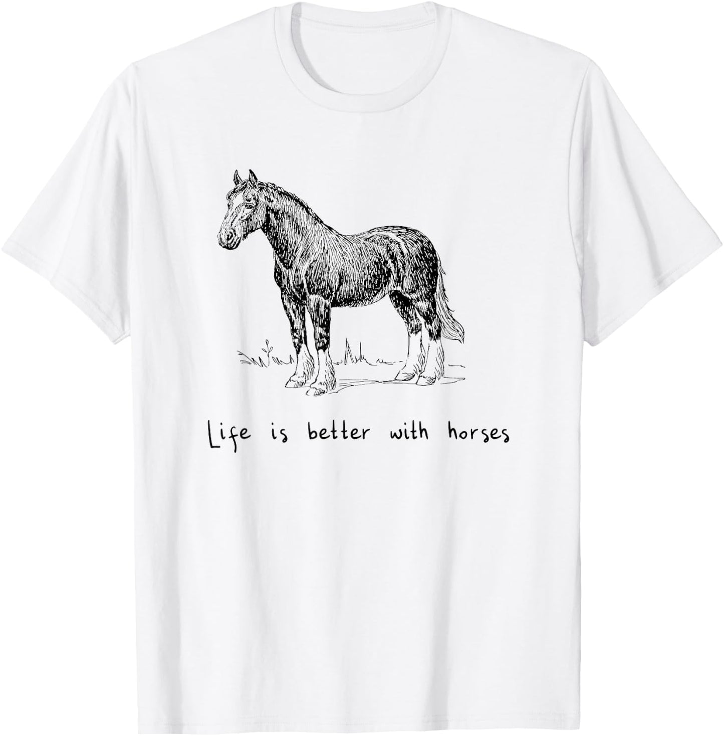Cute Life Is Better With Horses Horseback Riding T-Shirt - T-Shirt | White