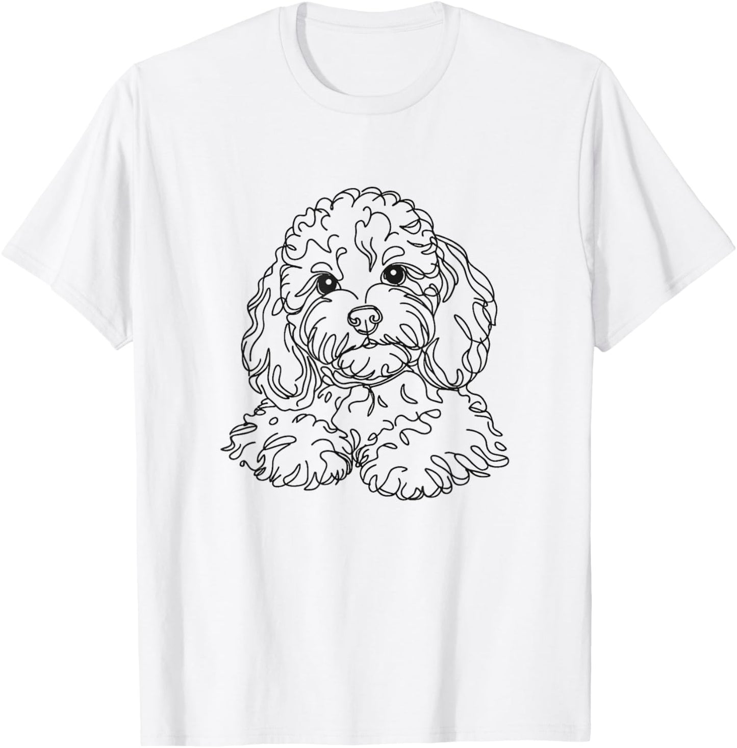 Cavapoo Dog Line Art Design Men Women Girls Kids T-Shirt - T-Shirt | White