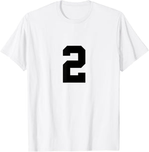Number 2 (on Front / Back) Sports Team Jersey Number T-Shirt - T-Shirt | White