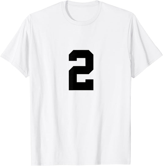 Number 2 (on Front / Back) Sports Team Jersey Number T-Shirt - T-Shirt | White