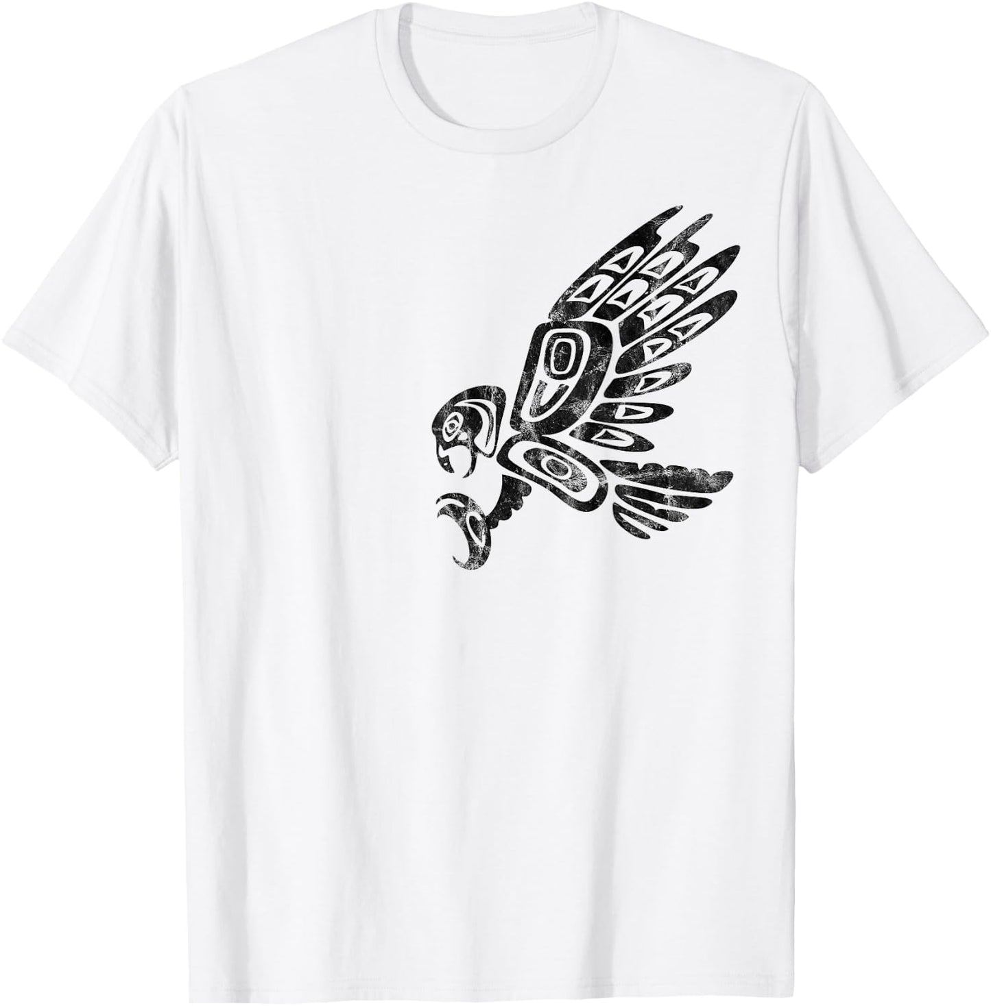 Falcon Abstract Haida Art Pacific Northwest Coast Bird T-Shirt - T-Shirt | White