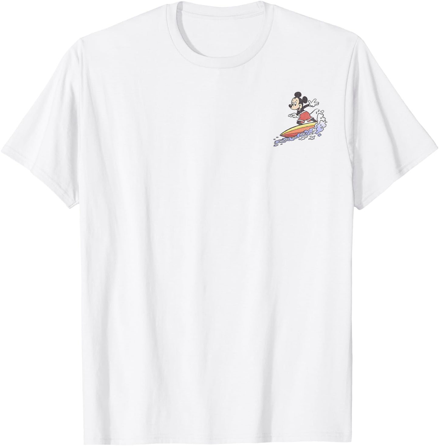 Disney Mickey & Friends Surfing Mickey Left Chest Small T-Shirt - T-Shirt | White