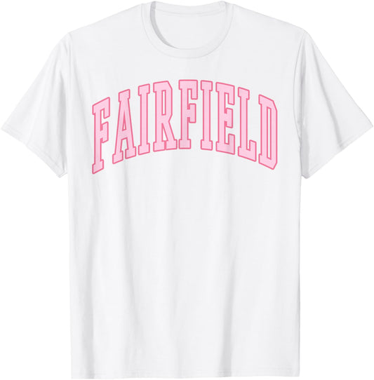 Fairfield Vintage Preppy Varsity Pink Sports T-Shirt - T-Shirt | White