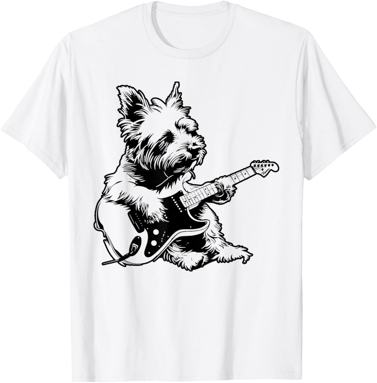 Dog Guitarist Guitar - Westie Dad Mom Women T-Shirt - T-Shirt | White