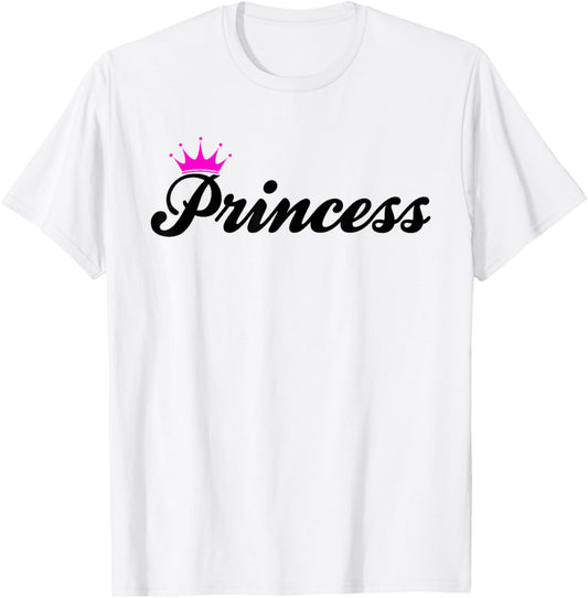 Cute Princess Pink Crown Funny Gifts: Girls Kids Women Party T-Shirt - T-Shirt | White