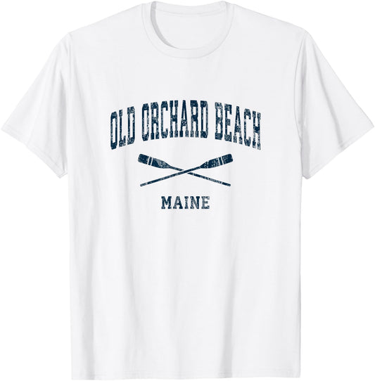Old Orchard Beach Maine Vintage Nautical Paddles Sports Oars Women Kids T-Shirt - T-Shirt | White