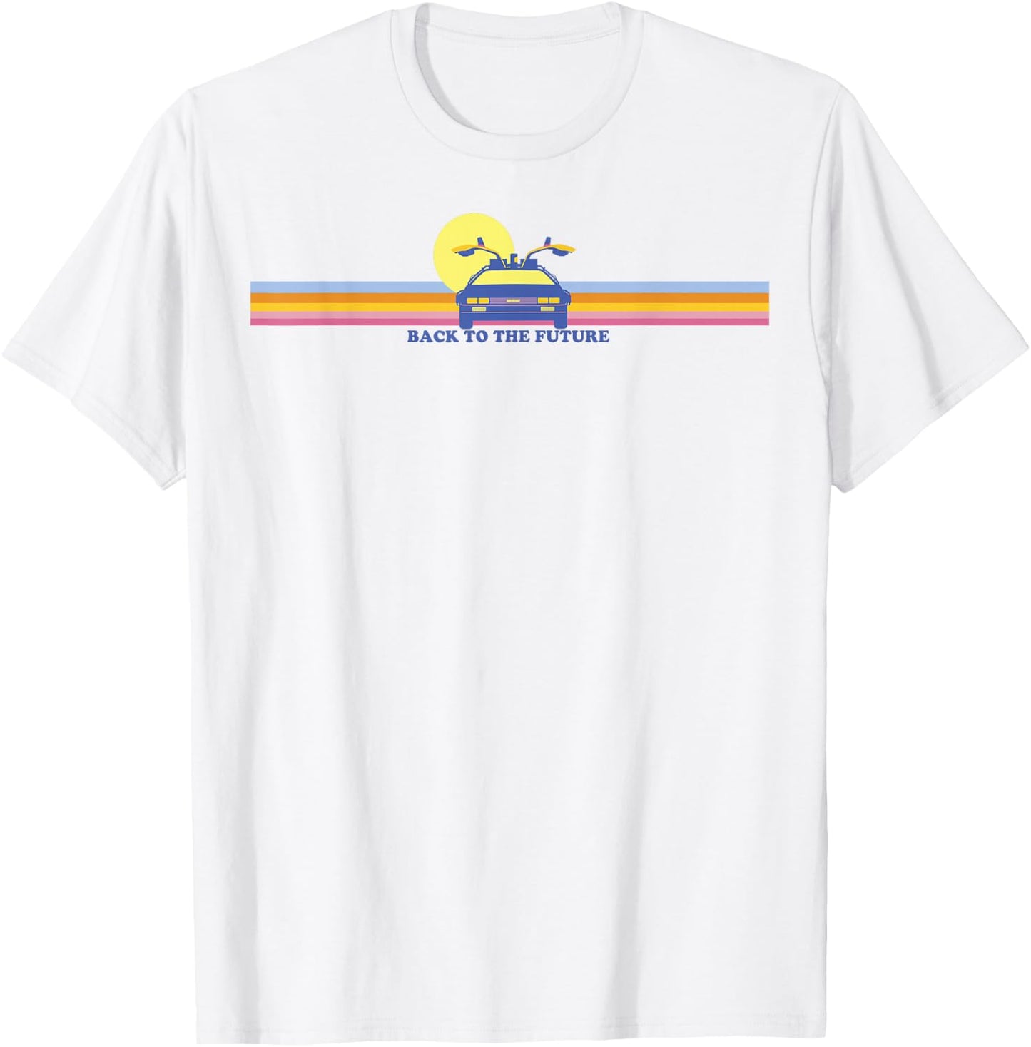Back to The Future Delorean Retro Chest Stripes T-Shirt - T-Shirt | White