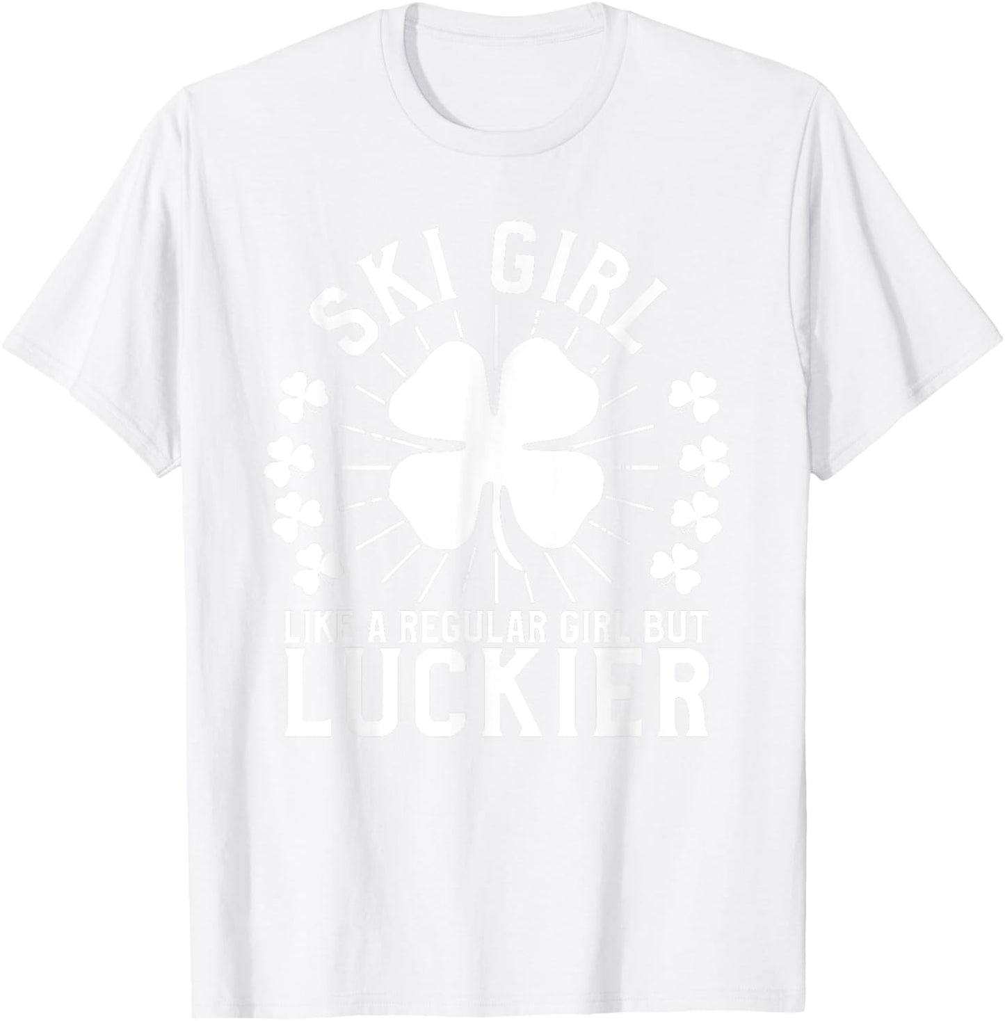 St Patrick's Day Ski Girl Skier Skiing Gift T-Shirt - T-Shirt | White