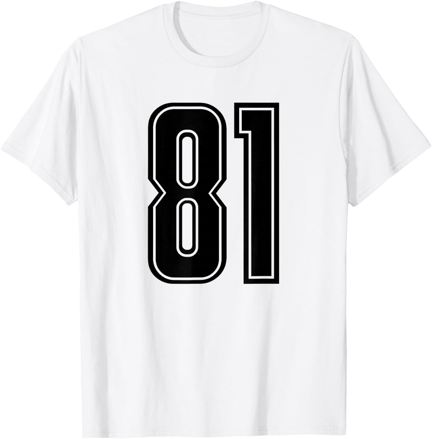 Number 81 Black Sports Team Varsity Number 81 T-Shirt - T-Shirt | White