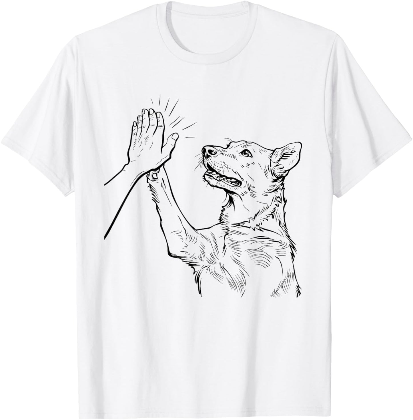 Funny Dog Dad Fathers Day Best Daddy Ever Hand T-Shirt - T-Shirt | White