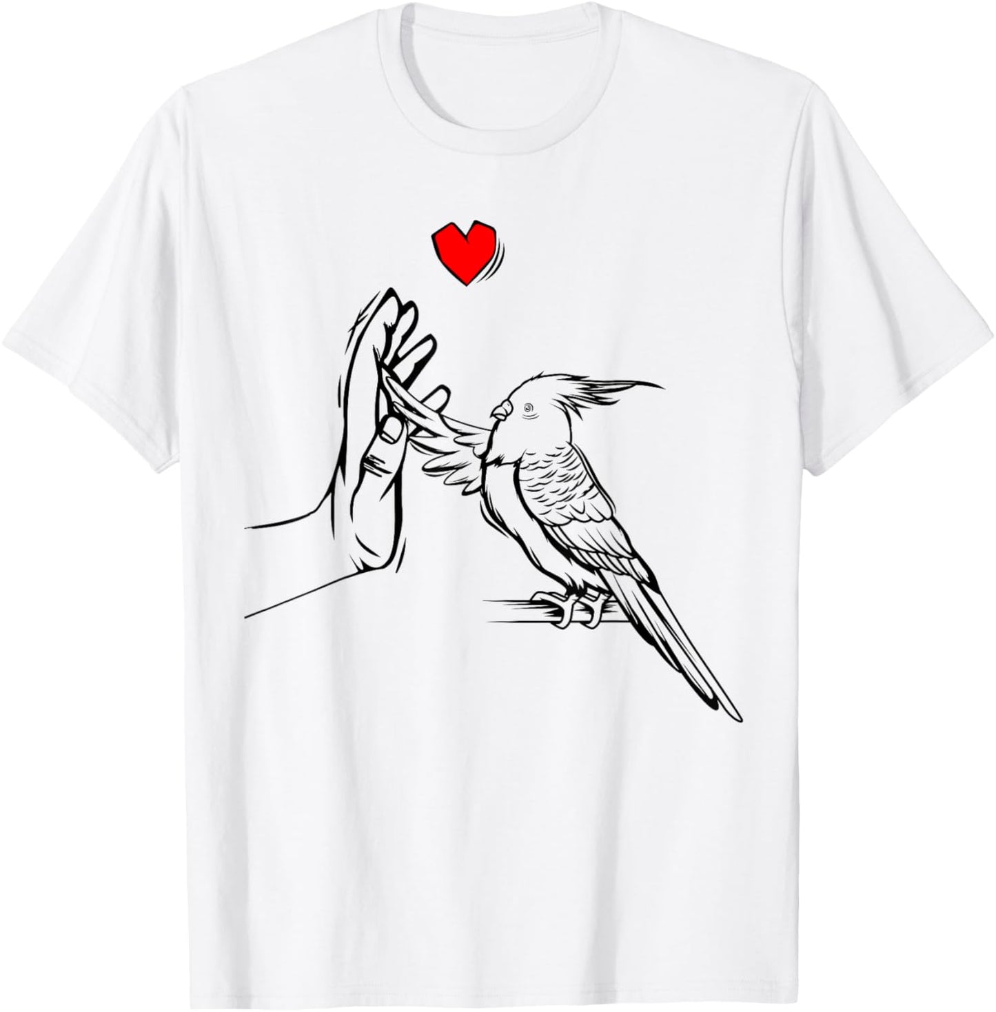 Cockatiel Love Heart Bird Parrot T-Shirt - T-Shirt | White