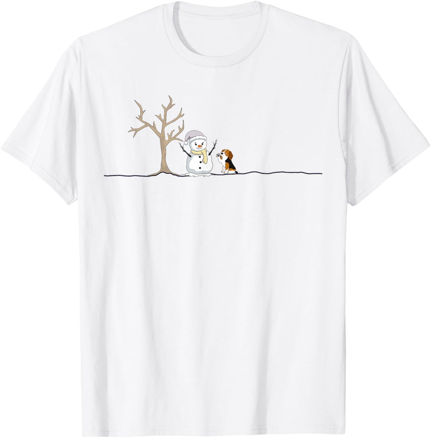 Funny Beagle Dog Christmas Snowman Xmas Lights Pajama T-Shirt - T-Shirt | White