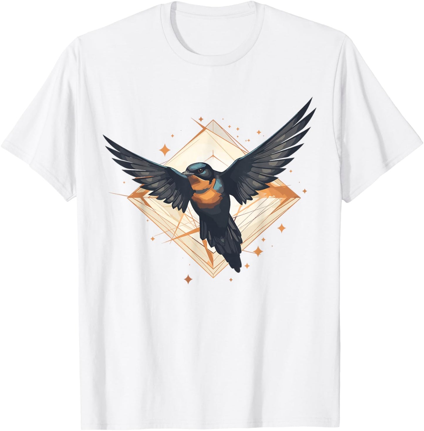 Barn Swallow Geometric Patten Art,Cute Barn Swallow Lover T-Shirt - T-Shirt | White