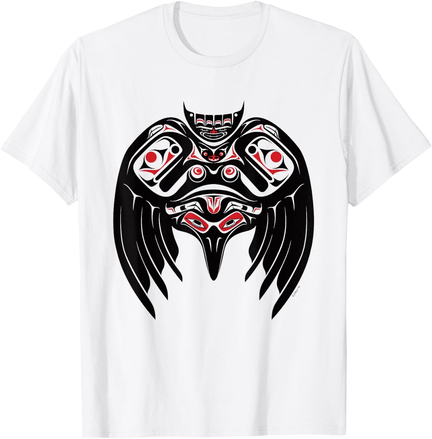 Raven in a Pacific North West Style, Native American Style T-Shirt - T-Shirt | White