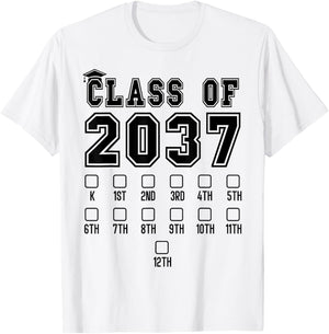 Class of 2037 Grow With Me First Day of School Check Mark T-Shirt - T-Shirt | White