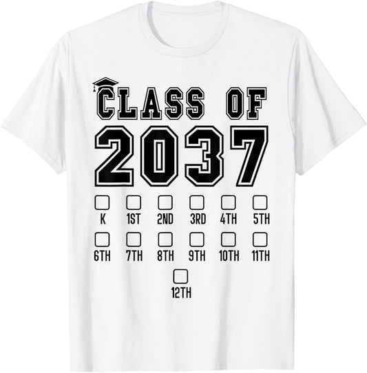 Class of 2037 Grow With Me First Day of School Check Mark T-Shirt - T-Shirt | White