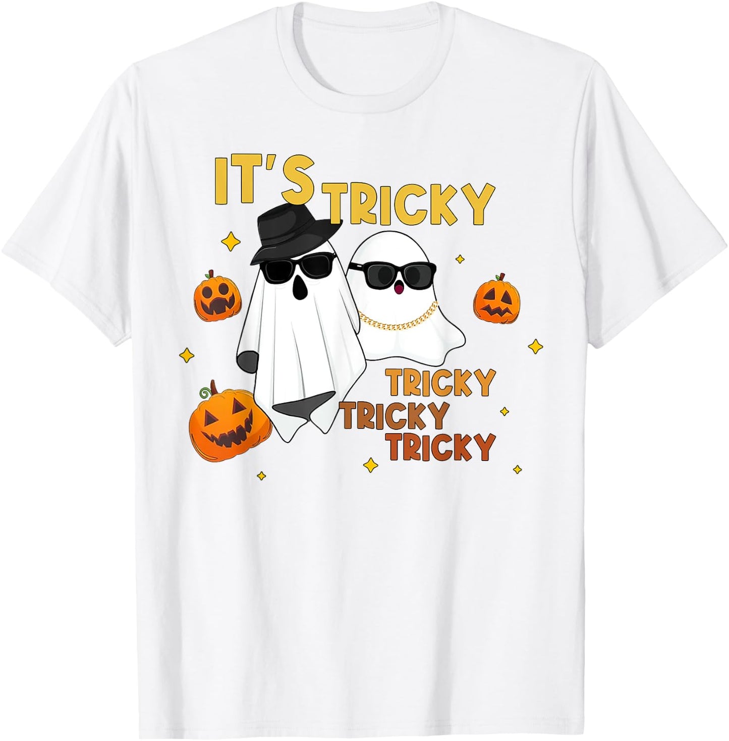 It's Tricky Tricky Tricky Funny Ghost Boo Halloween T-Shirt - T-Shirt | White