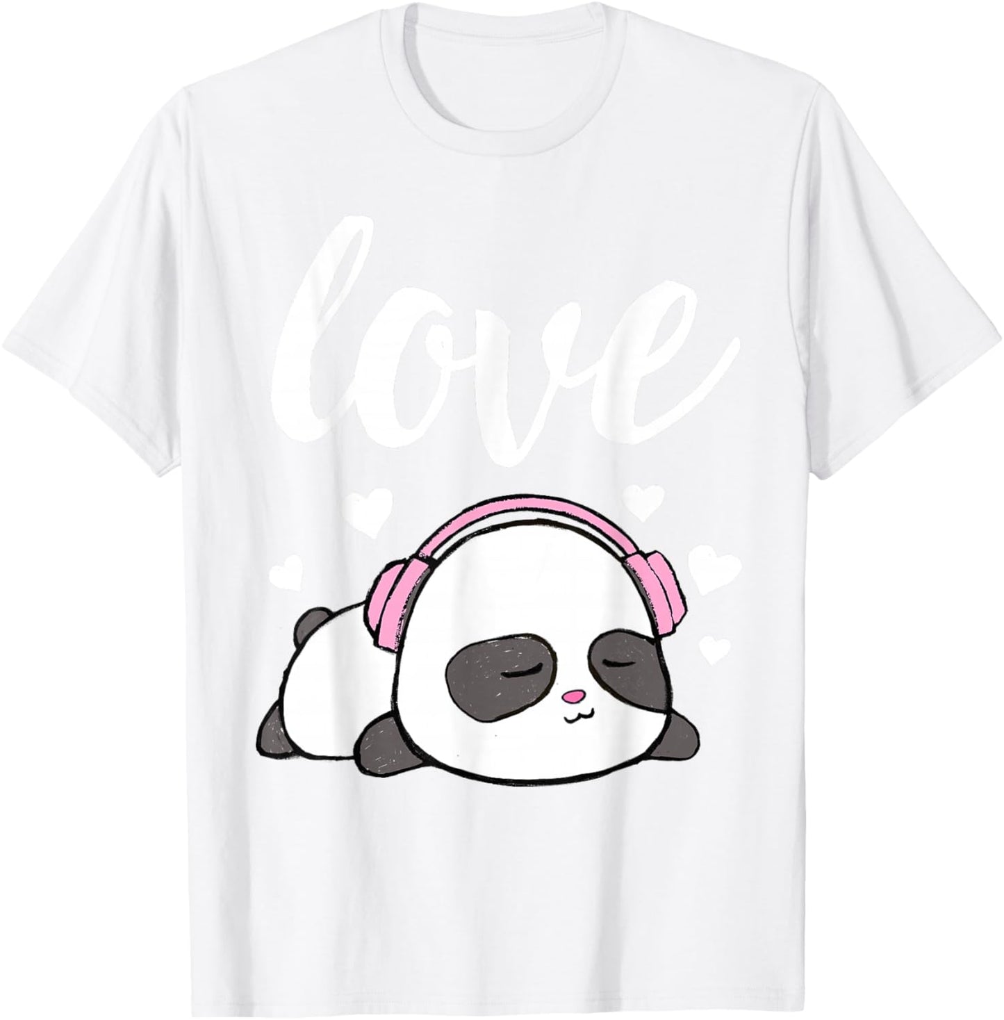 Love Valentines Cute Kawaii Panda Hearts Girls T-Shirt - T-Shirt | White