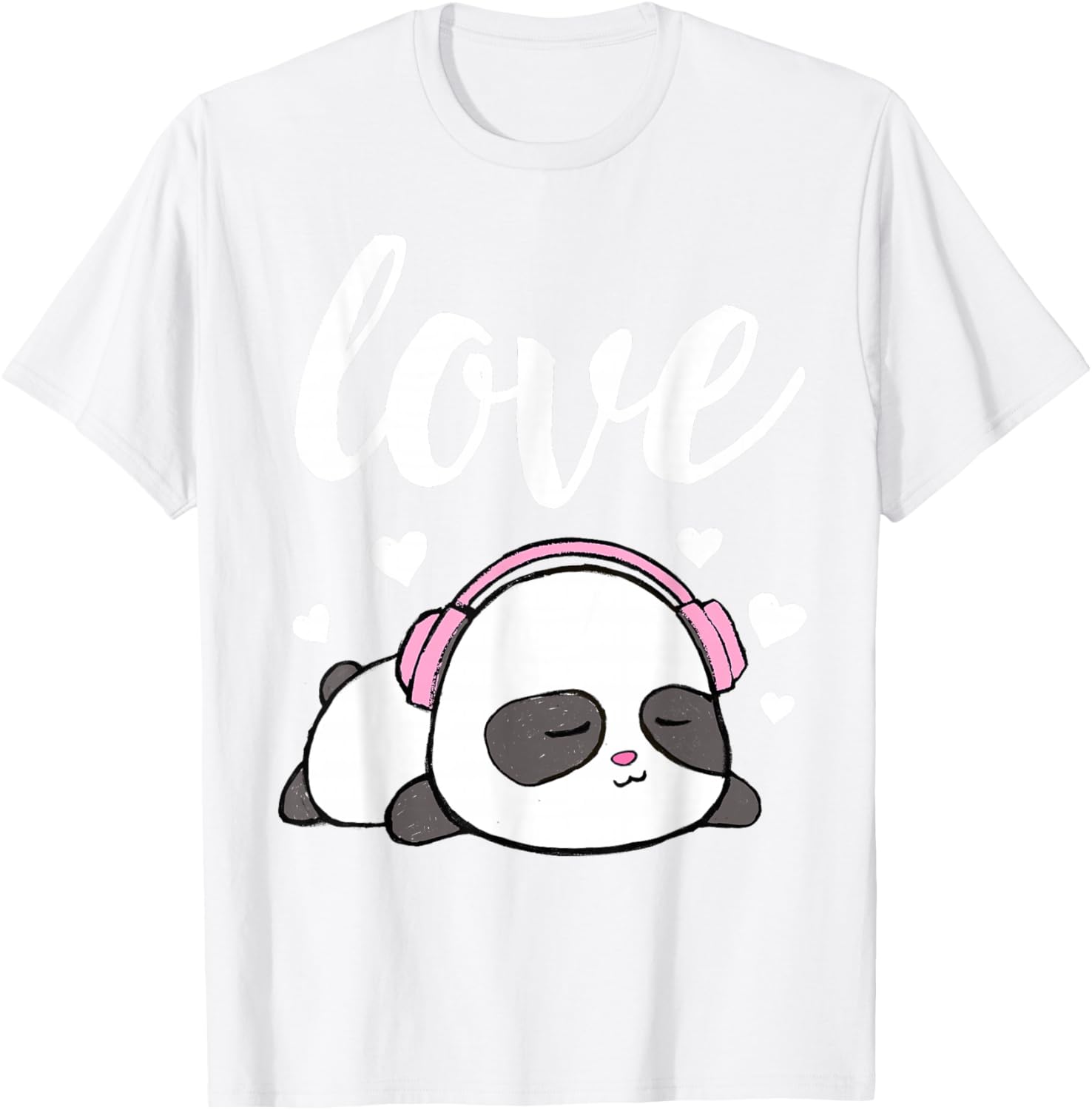Love Valentines Cute Kawaii Panda Hearts Girls T-Shirt - T-Shirt | White