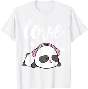 Love Valentines Cute Kawaii Panda Hearts Girls T-Shirt - T-Shirt | White