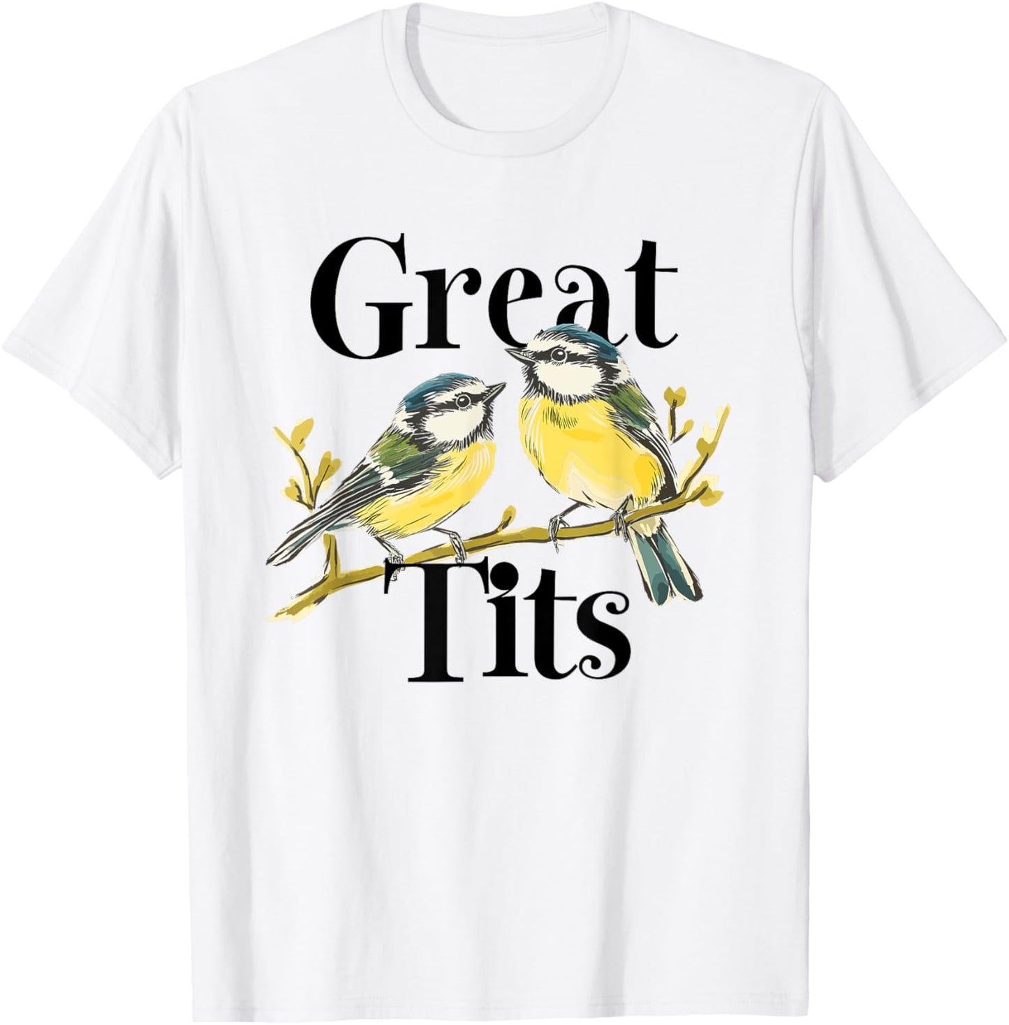 Great Tits Funny Ornithology Bird Great Tit English T-Shirt - T-Shirt | White