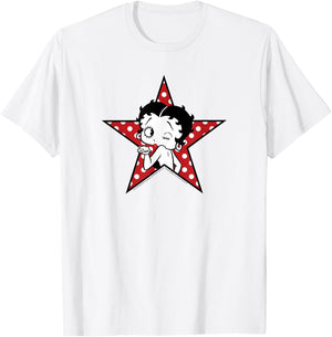 Betty Boop Betty Blowing Kiss Star T-Shirt - T-Shirt | White