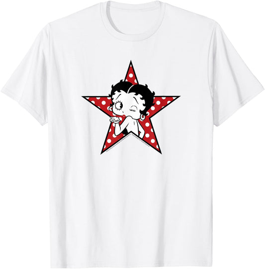 Betty Boop Betty Blowing Kiss Star T-Shirt - T-Shirt | White
