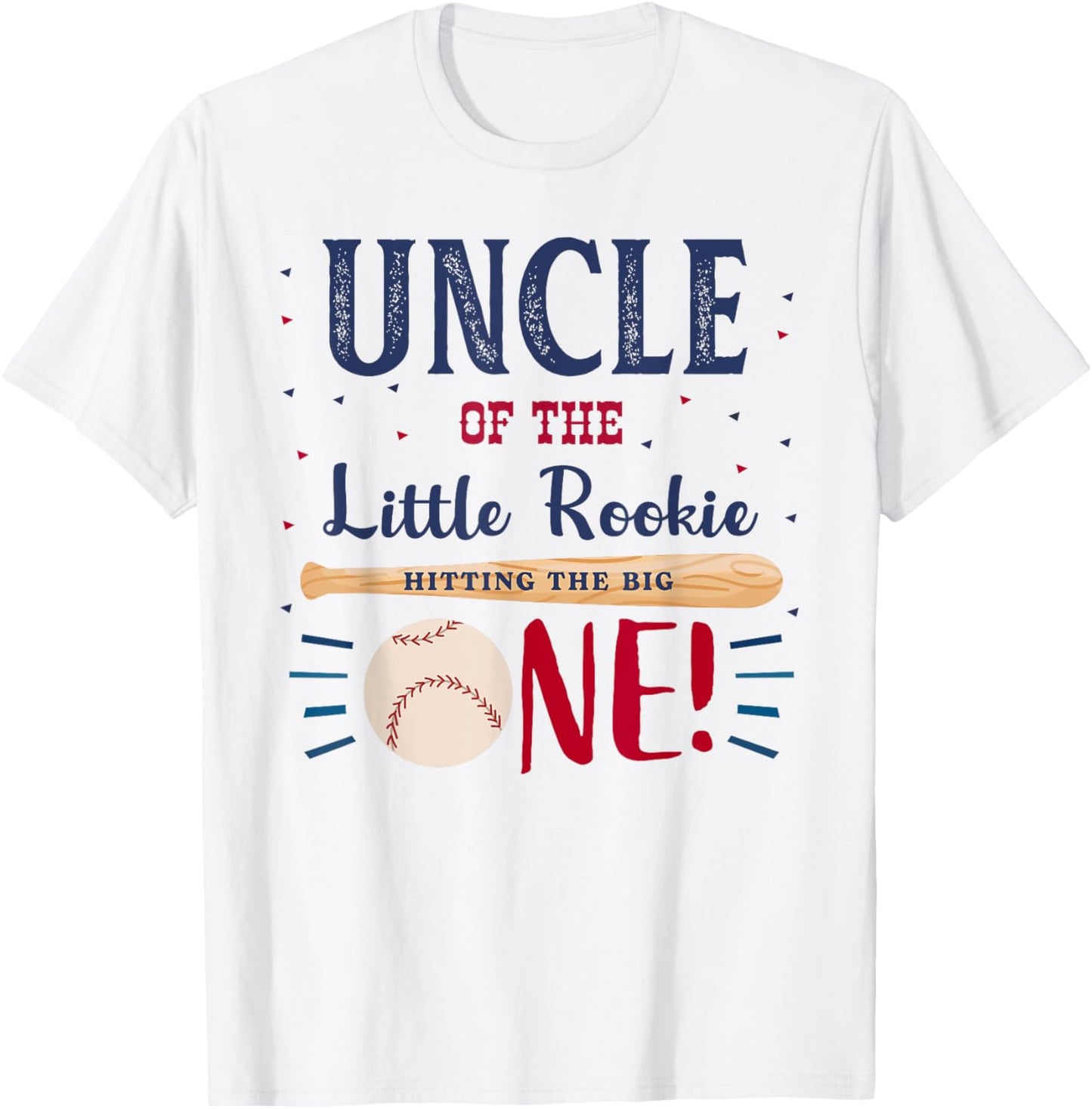 Uncle First Birthday Little Rookie Baseball The Big One T-Shirt - T-Shirt | White
