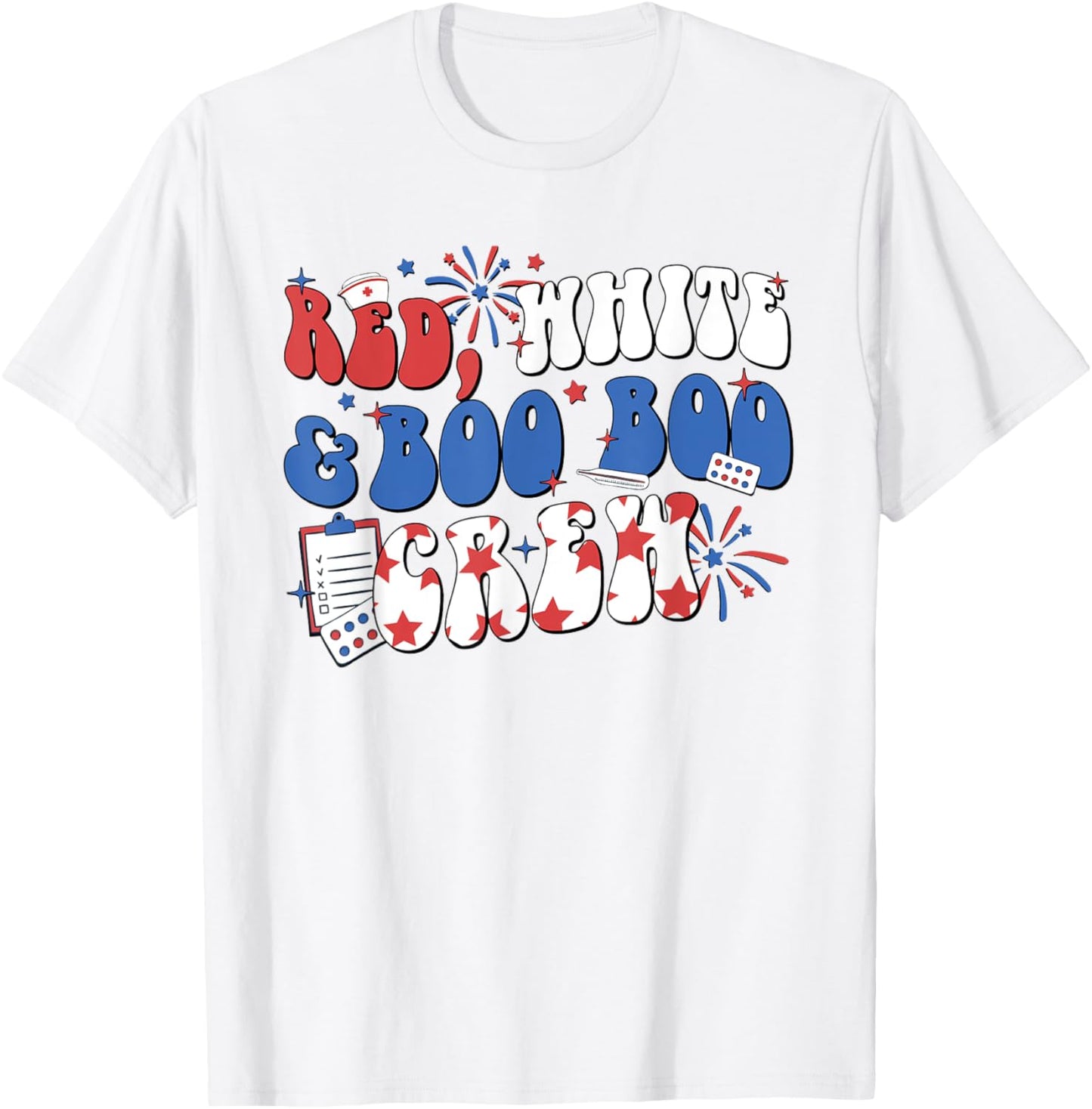 Retro Red White Boo Boo Crew 4th Of July Nurse Otho Tech Men T-Shirt - T-Shirt | White