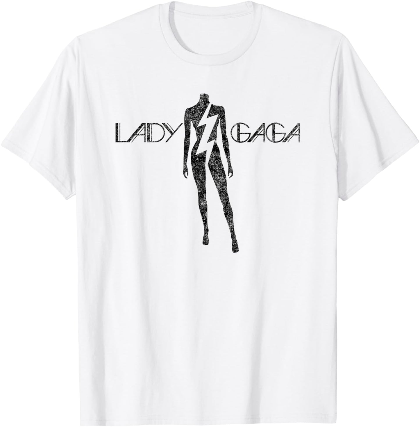 Official Lady Gaga Lightning Black Logo T-Shirt - T-Shirt | White