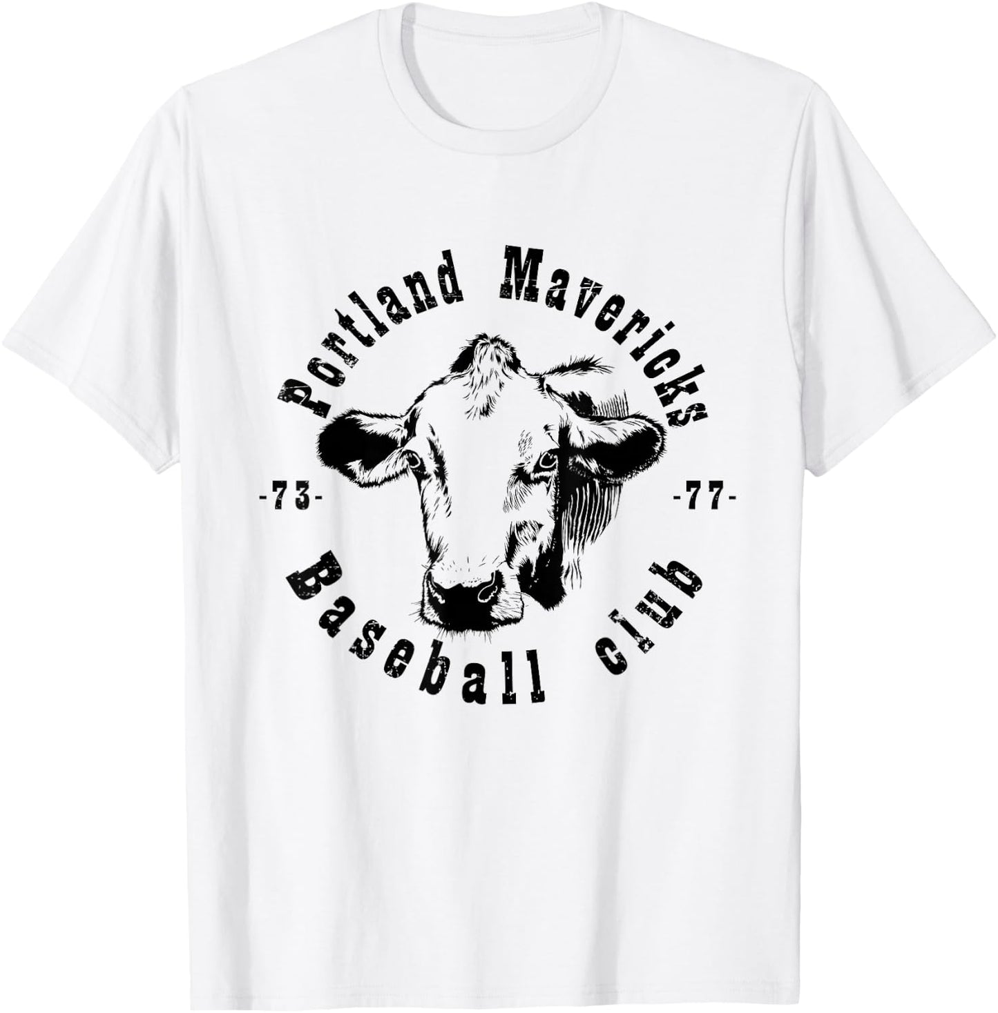 Portland T Shirt Cows Mavericks Baseball Vintage For T-Shirt - T-Shirt | White