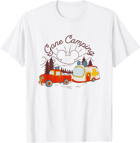 Disney Mickey and Friends Gone Camping Retro Trailer T-Shirt - T-Shirt | White