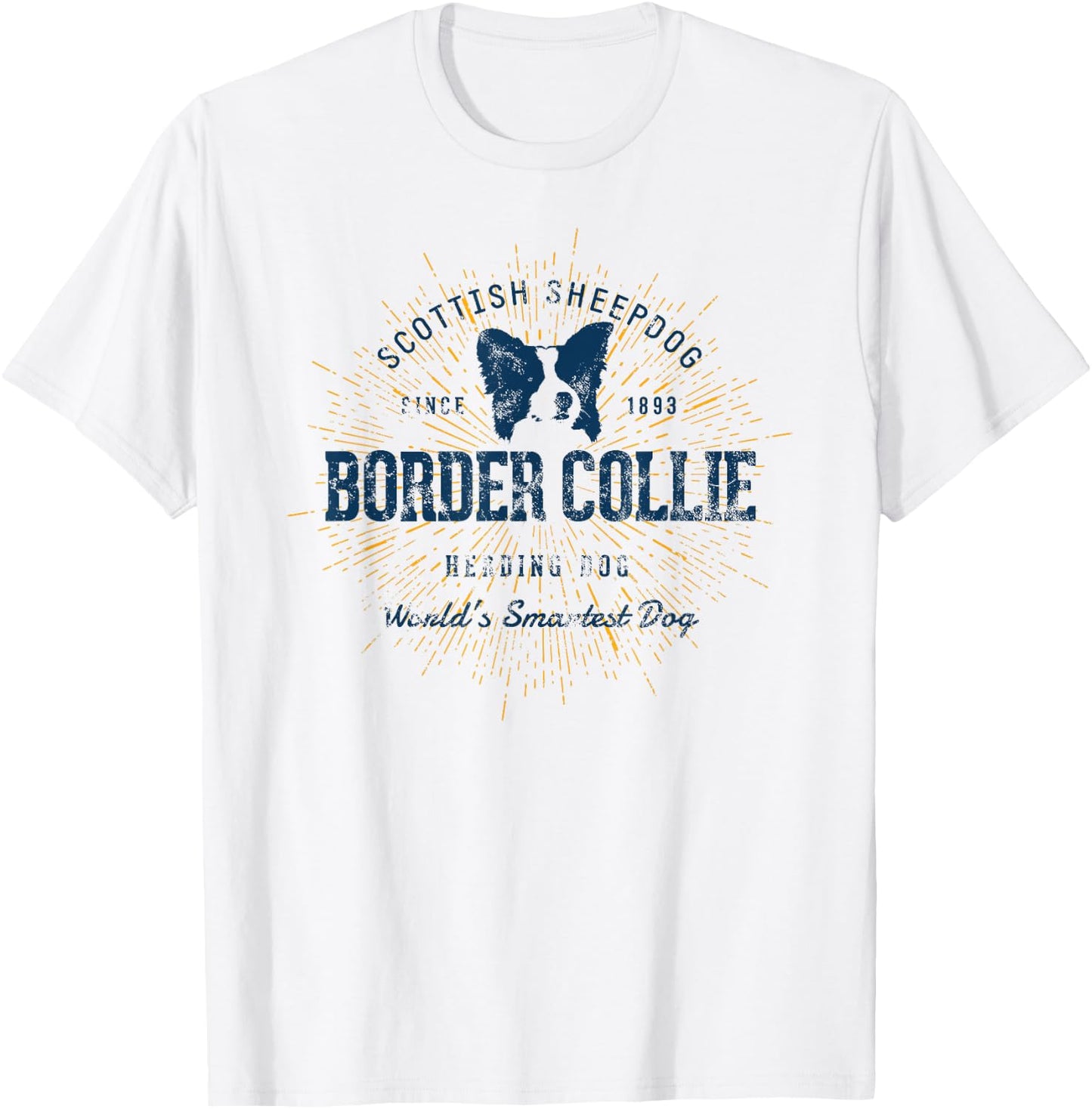 Retro Border Collie Vintage T-Shirt - T-Shirt | White