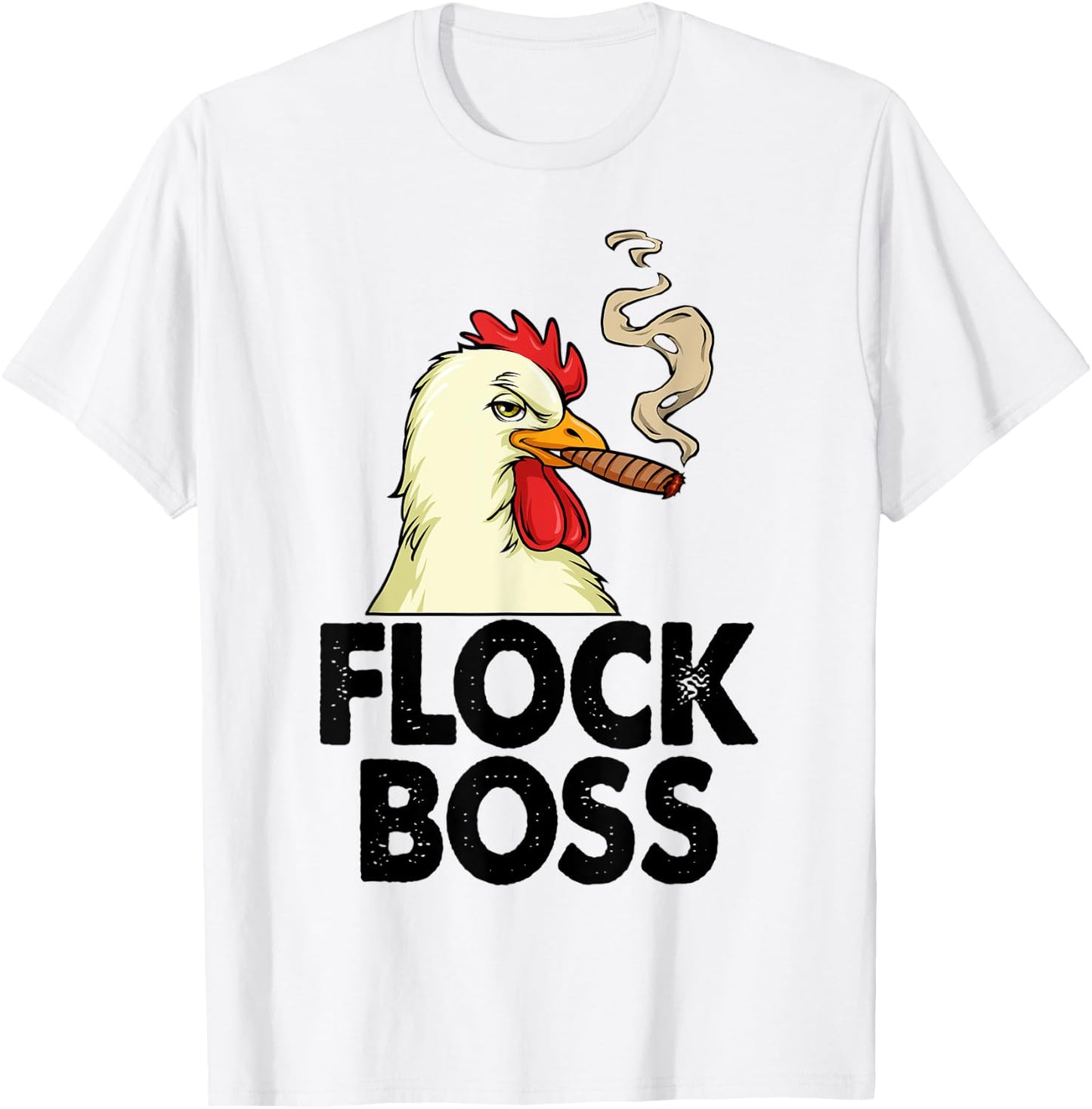 Funny White Smoking Chicken Shirt Flock Boss Women T-Shirt - T-Shirt | White