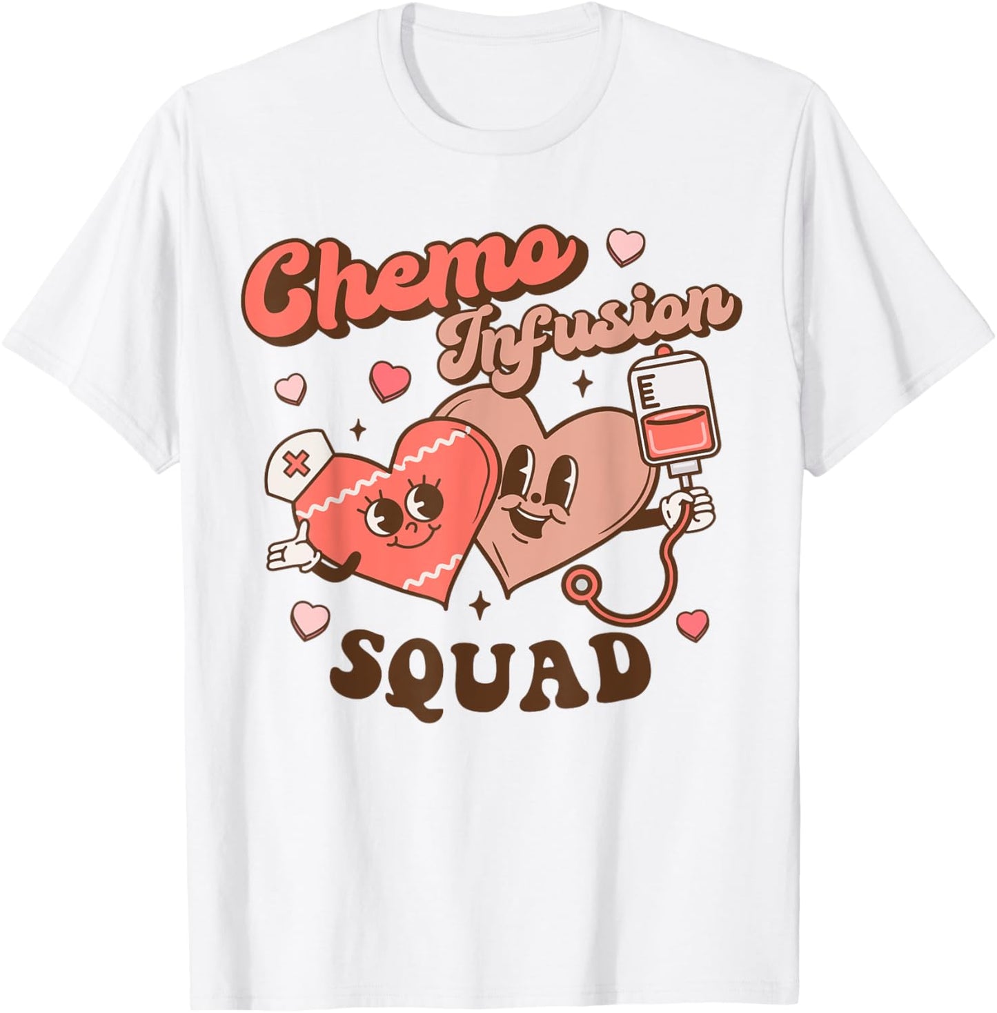 Chemo Infusion Nurse Groovy Valentine's Day Oncology Squad T-Shirt - T-Shirt | White