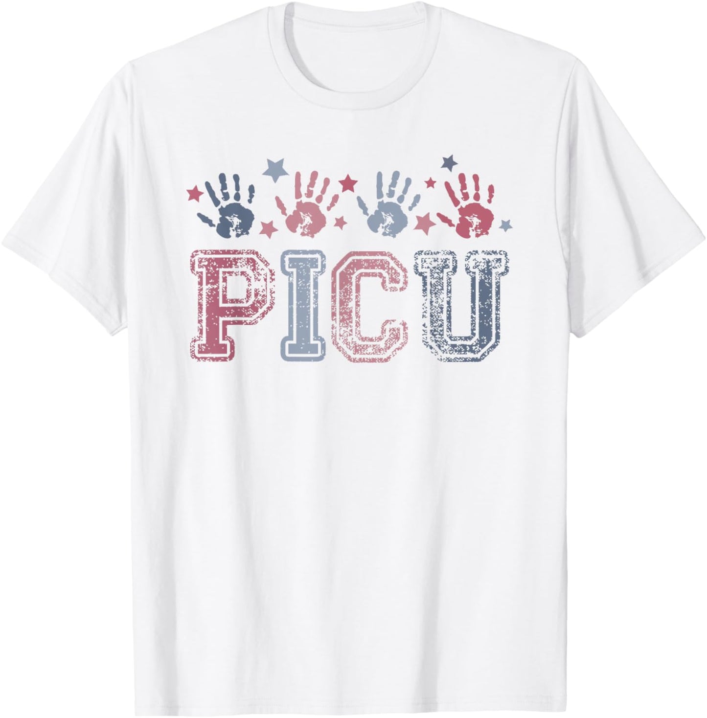 PICU nurse Vintage Patriotic Peds ICU Nurse 4th of July T-Shirt - T-Shirt | White