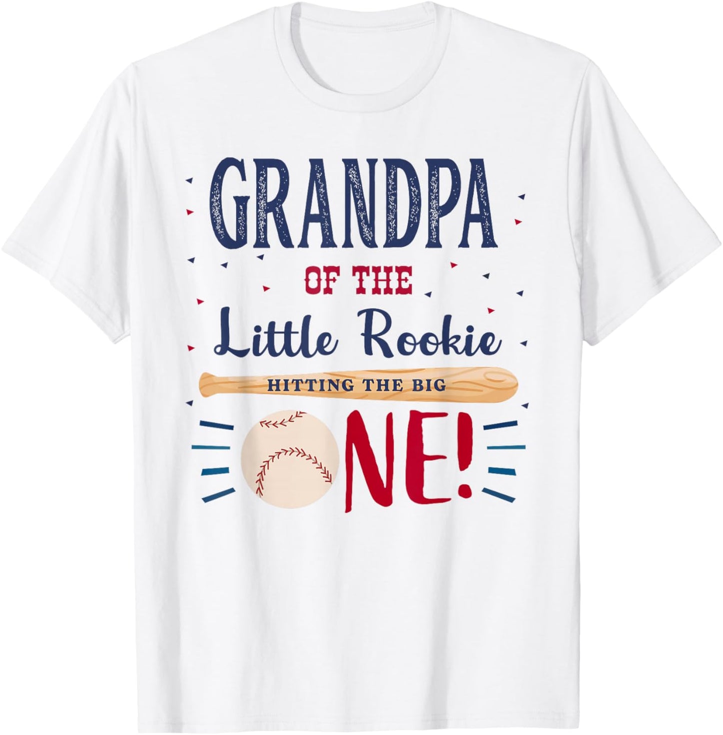 Grandpa First Birthday Little Rookie Baseball The Big One T-Shirt - T-Shirt | White